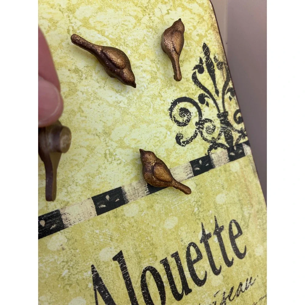 French Country Bird Decor Set Alouette Magnetic Wall Sign and Ornate Trinket Box